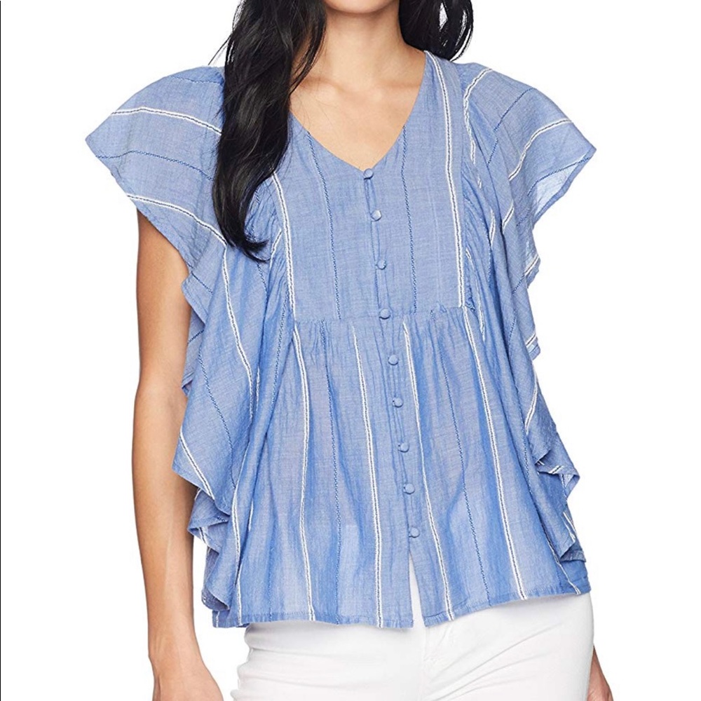Vintage America Delfina Butterfly v neck top M